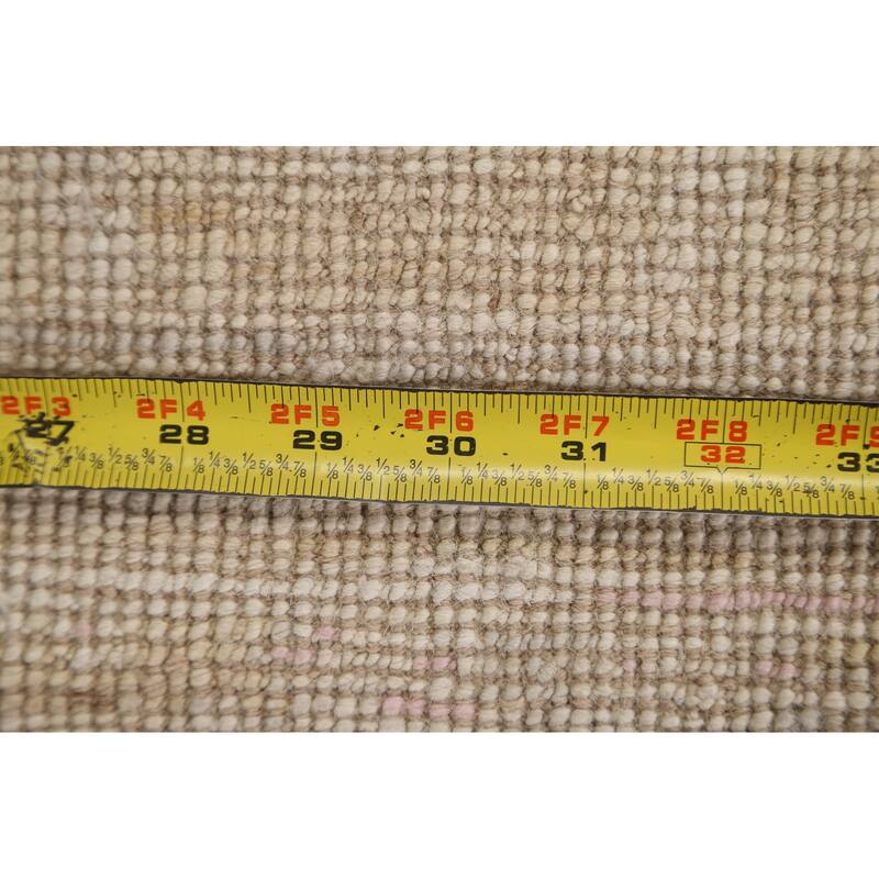 Hand Knotted Oriental 100% Wool Carpet Transitional Geometric Beige & Ivories Oushak Area Rug - 2' 11'' X 2' 0''