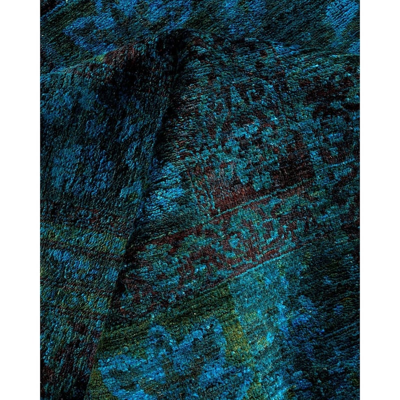 Overton Handknotted Wool Vintage Inspired Contemporary Suzani Blue Area Rug - 16' 3" x 10' 2"