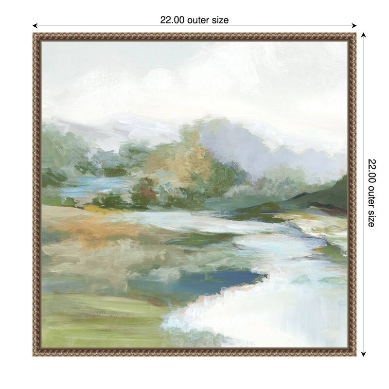 Gentle Hills and Flowing Stream by PI Studio Framed Canvas Wall Art Print - 22 x 22 in