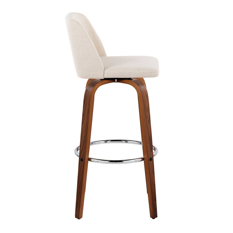 Carson Carrington Vallberga 30" Fixed-Height Bar Stool with Walnut Wood Base (Set of 2)