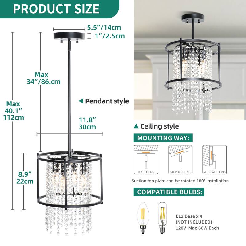Moasis Round/Square Crystal Chandeliers Modern Hanging Light