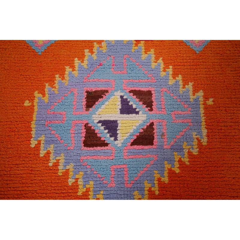 Orange Anatolian Turkish Vintage Runner Rug Handmade Silk Carpet - 2'10"x 13'0"