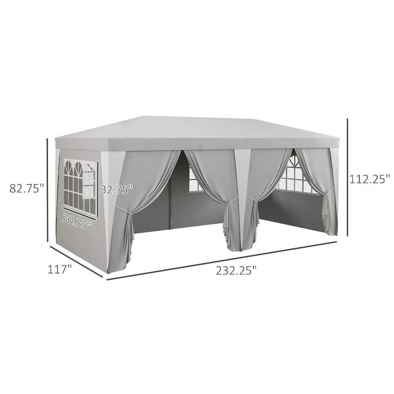 19'x10' Pop-Up Canopy,Removable Sidewalls,Windows,Adjustable Height