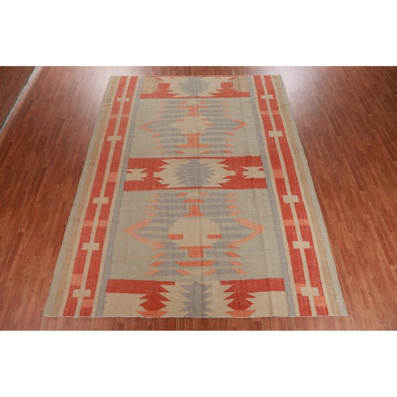 Hand Woven Oriental 100% Jute Carpet Southwestern Modern Multi-Colored Kilim Area Rug - 13' 3'' X 10' 0''
