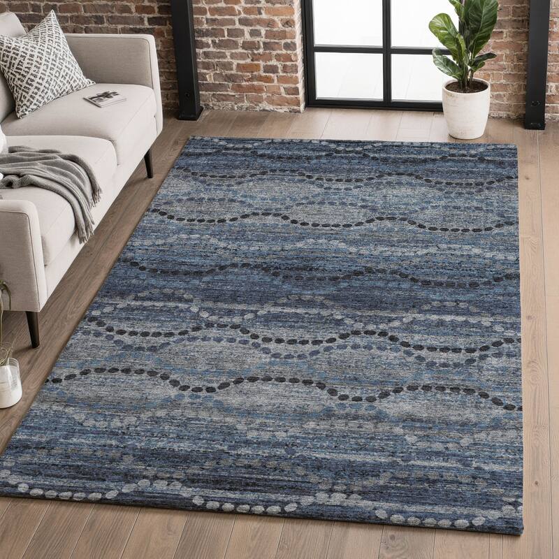 Premium Washable Super Soft Boho Stripes Mayfield Rug - Navy - 2'6" x 3'10"