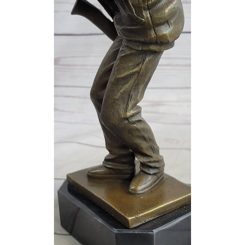 Hand Made African American Black Saxophone Player Musician Bronze Sculpture Statue