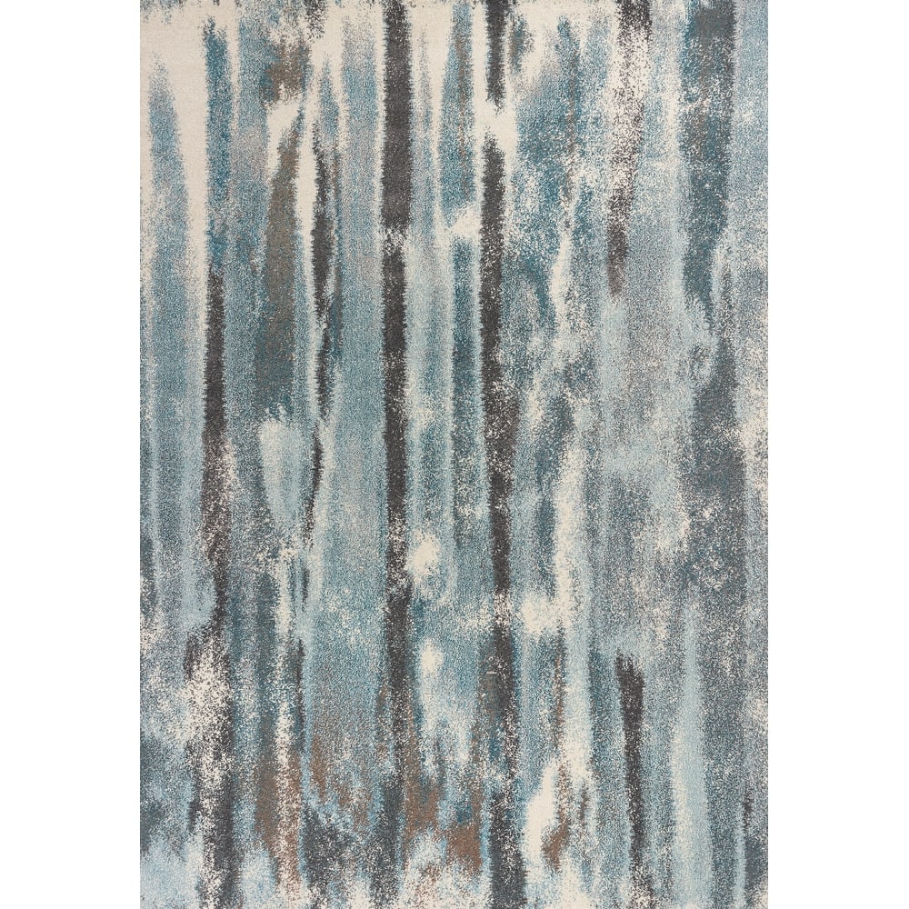 Domani Oceans Abstract Teal Striped Rug