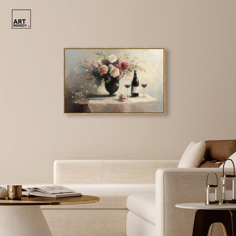 Roses and Red Wine Canvas by Art Remedy