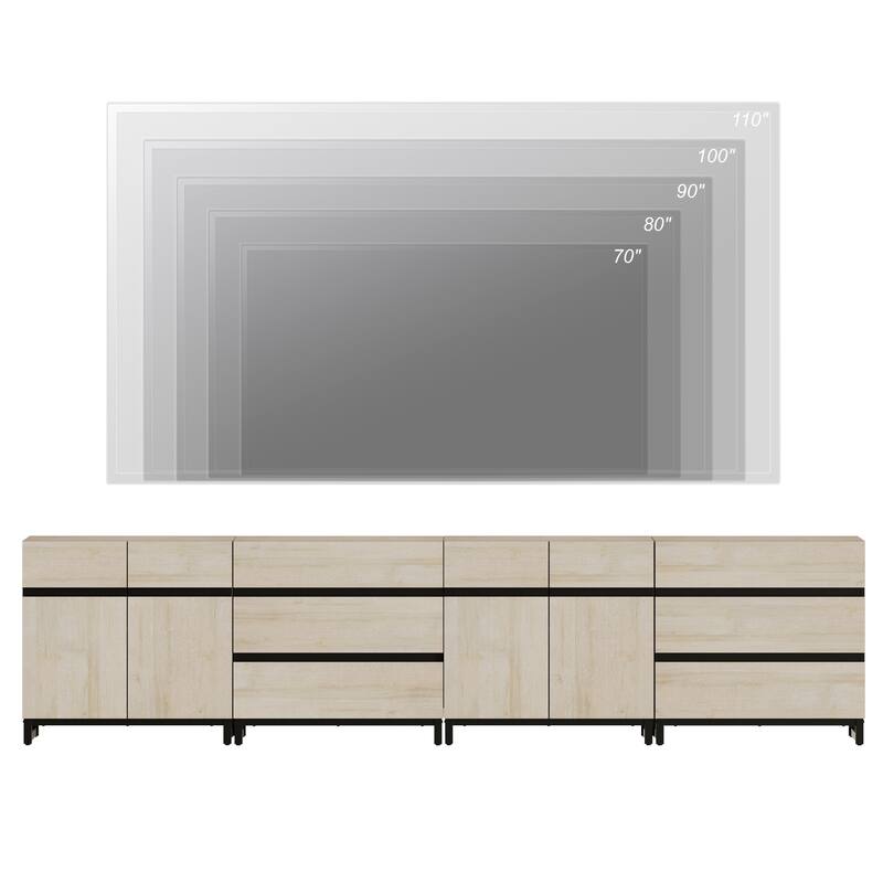 Modern TV Stand for TVs up to 120 Inches, 4-in-1 Media Console with Adjustable Shelves and 6 Drawers, TV Cabine