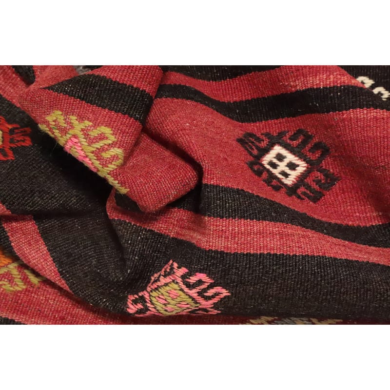 Hand Woven Oriental 100% Wool Carpet Southwestern Tribal Red Kilim Area Rug - 9' 1'' X 5' 10''