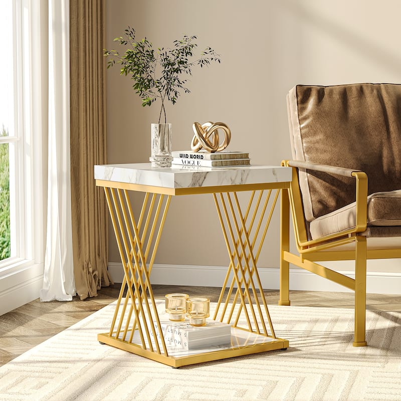 Square Side End Table for Living Room, Nightstand for Bedroom