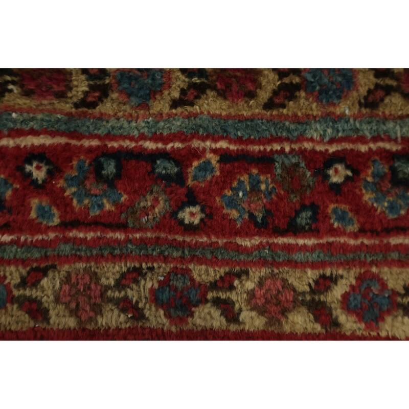 Hand Knotted Oriental 100% Wool Carpet Traditional Floral Navy Blue & Blues Malayer Runner Rug - 11' 4'' X 3' 7''