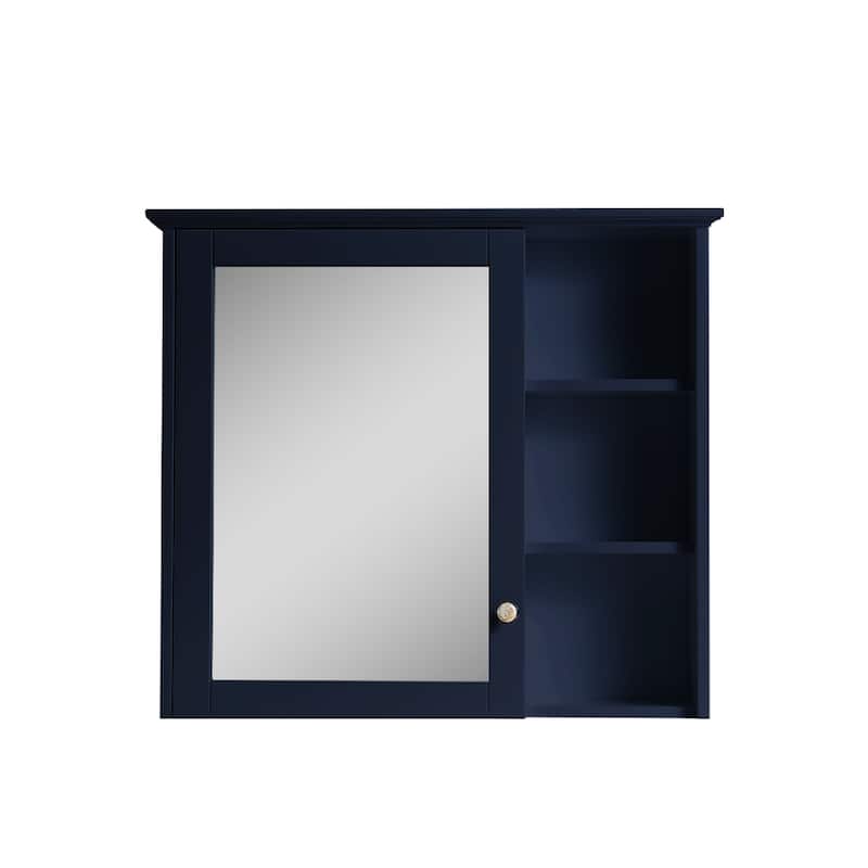 Modern Surface Mount Solid Wood Framed Medicine Cabinet With Mirror and Shelves