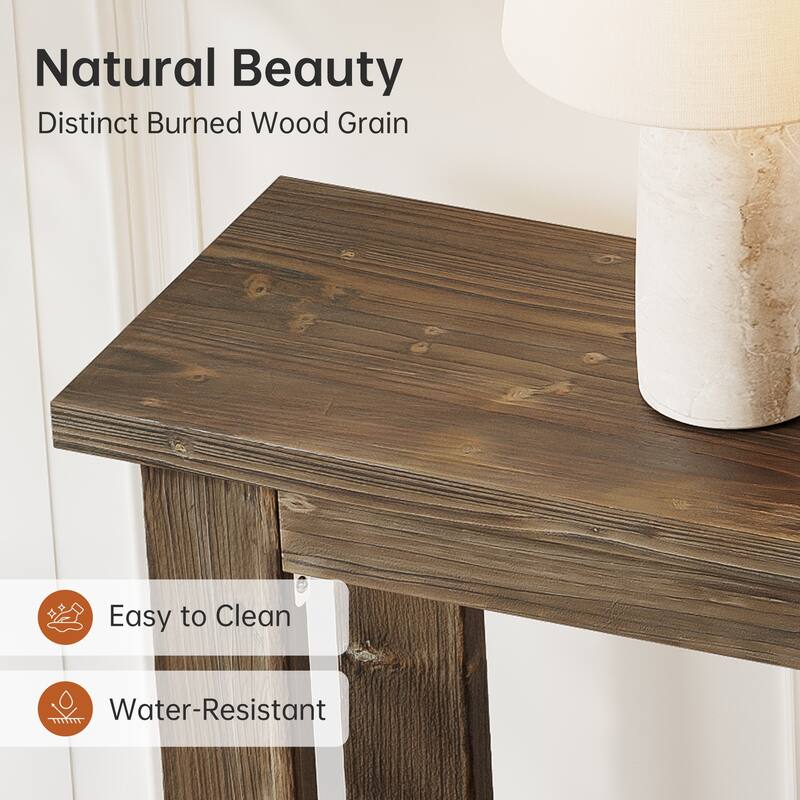 Industrial Farmhouse Solid Wood Console Entryway Table with Storage