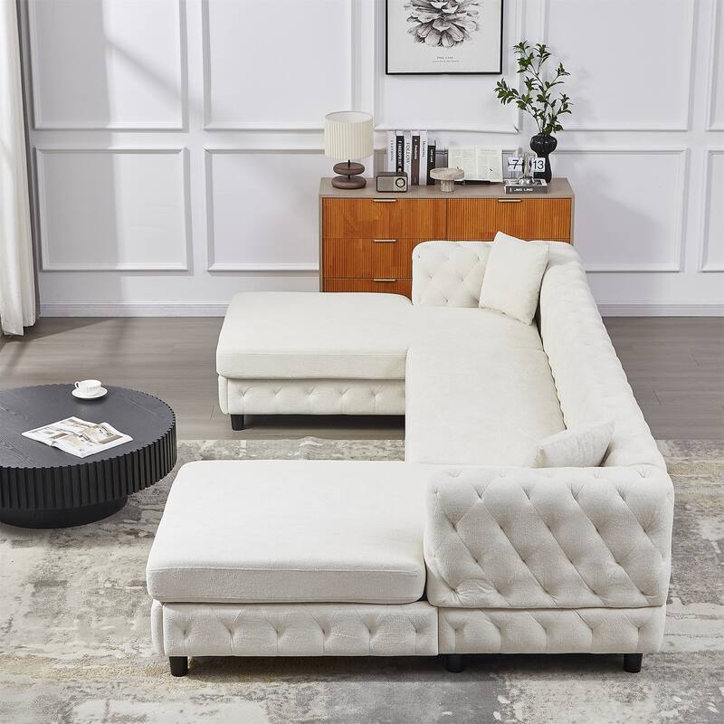 126-inch Modern Style Chenille Three Piece Sofa