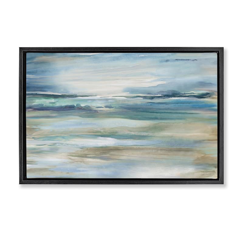 Stupell Gradient Ocean Waves Framed Floater Canvas Wall Art Design By Carol Robinson - 31 x 21 - Black