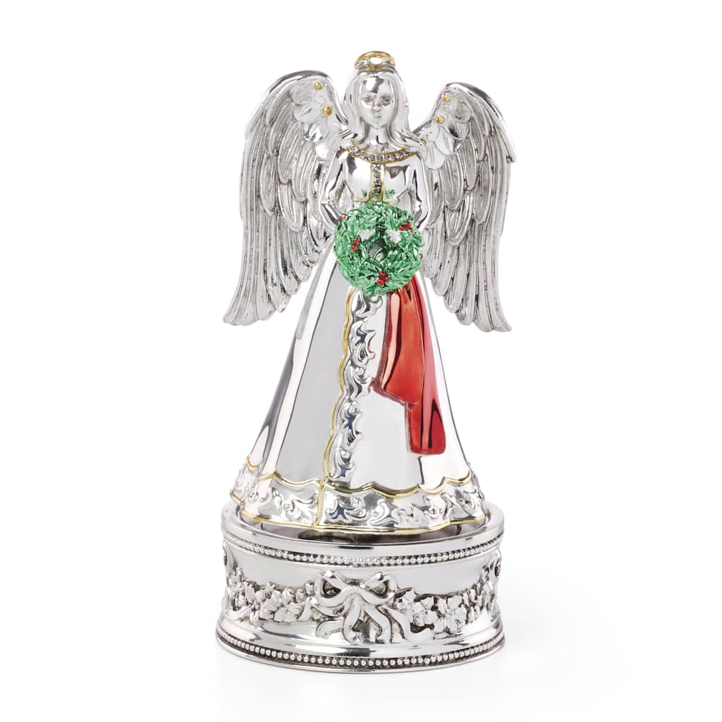 Reed And Barton Vintage Christmas Musical Angel Silverplate Figurine, Silent Night - 3.125" Round