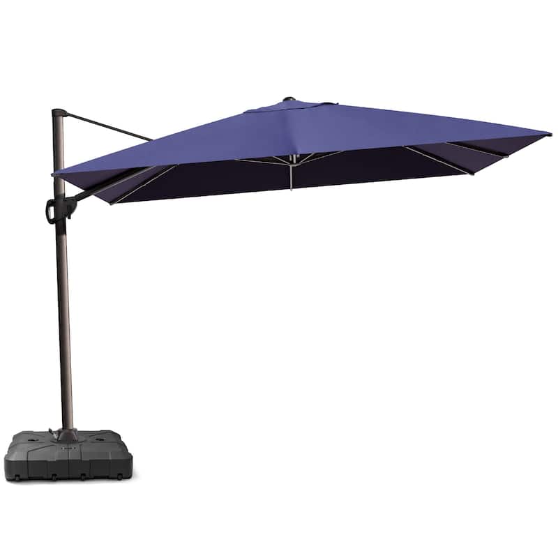 9 x 12 ft Outdoor Patio Cantilever Offset Umbrella with Heavy Duty Sand Water Fillable Base - Black