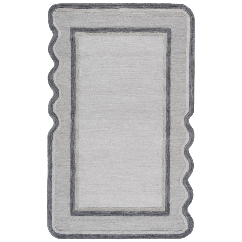 Martha Stewart by SAFAVIEH Handmade Hava Wool Rug - Grey/Ivory - 4'3" x 6'7" Rectangle-Scallop
