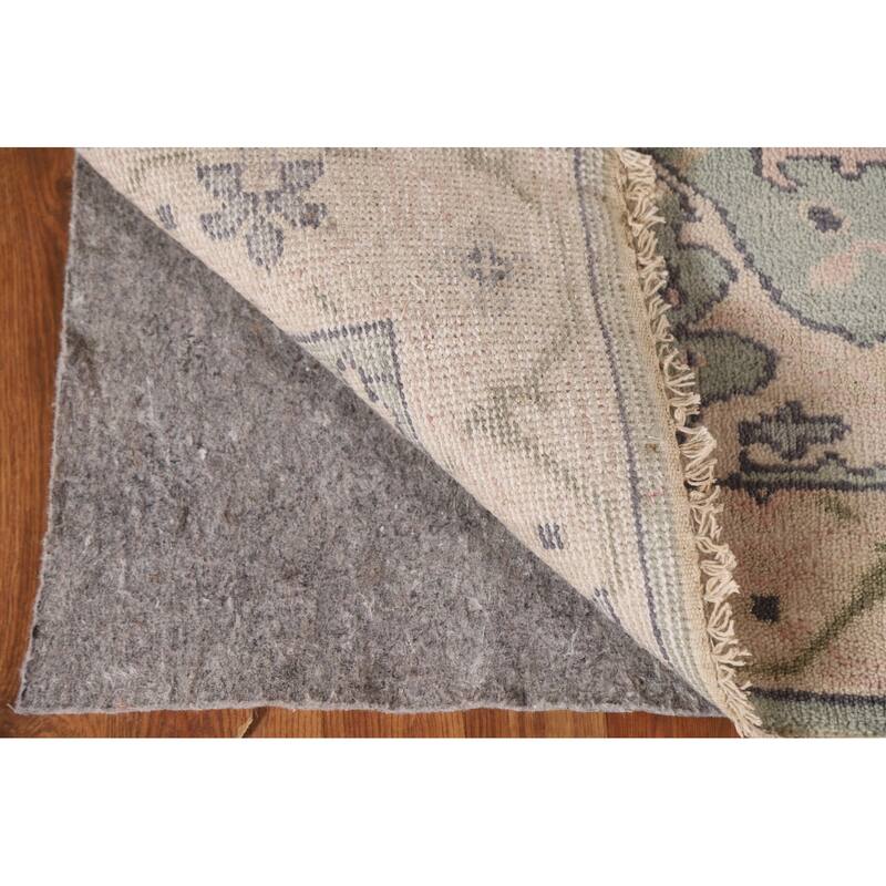 Green Oushak Oriental Runner Rug Handmade Wool Carpet - 2'6"x 10'2"