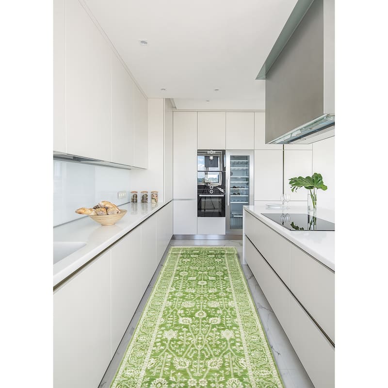 ECARPETGALLERY Hand-knotted Heritage Green Silk, Wool Rug - 2' 6" x 17' 11"