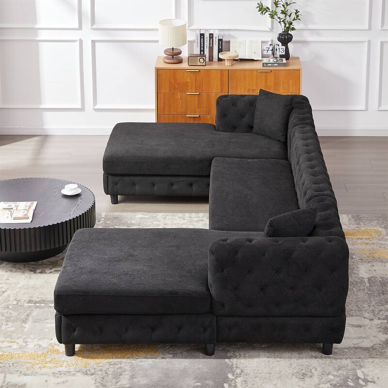 126-inch Modern Style Chenille Three Piece Sofa