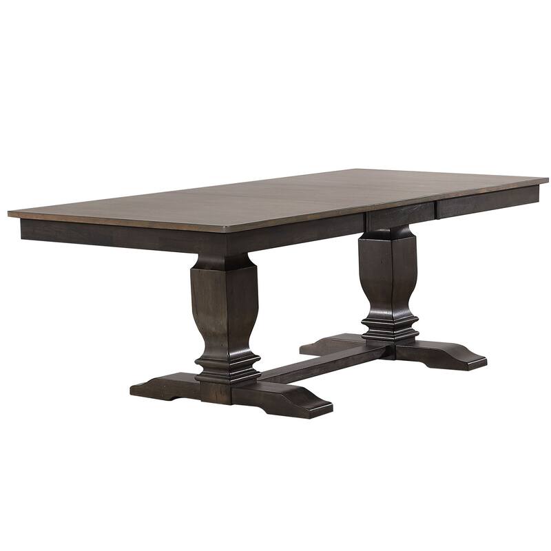 Double Transitional Base Dining Table In Antique Grey