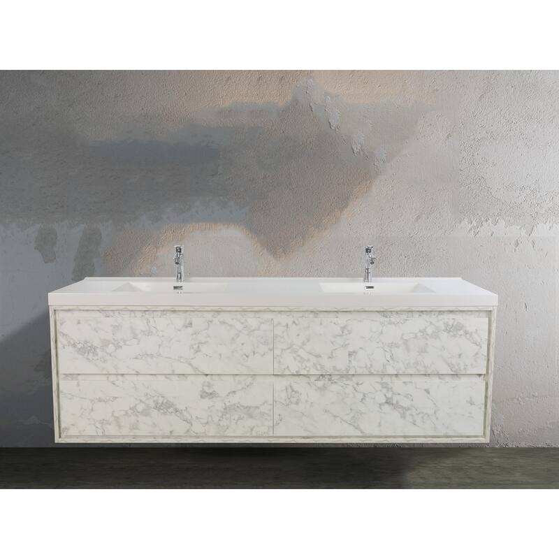 Sage 72" wall mounted bathroom vanity with double basin acrylic top