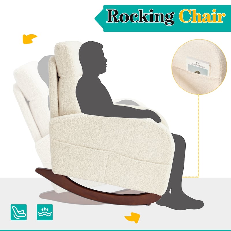EROMMY Rocking Chair Indoor, Glider Chair with Pillow and Blanket, Living Room, Bedroom & Baby Room, Pink/ Beige/Gray