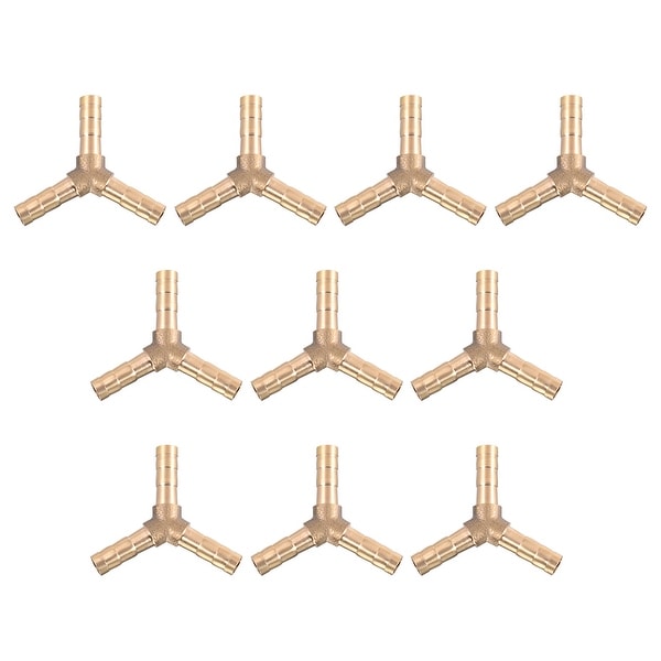 15/64" Brass Barb Hose Fitting Tee Y-Shaped 3 Ways Connector Adapter Joiner 10pcs - 6mm 10pcs