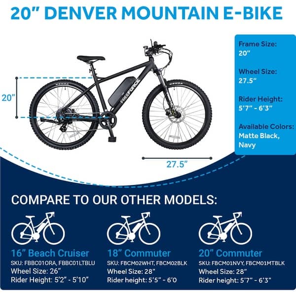 FreeForce The Denver 20-in. Electric Mountain Bike with Thumb Throttle and  Pedal Assist in Matte Black - 20-inch - Bed Bath & Beyond - 32889301