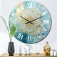 preview thumbnail 9 of 9, Designart "Divine Mandala Delicate Gold Gentle Turquoise IV" Boho Mandala Oversized Wall Clock 16 In. Wide x 16 In. High