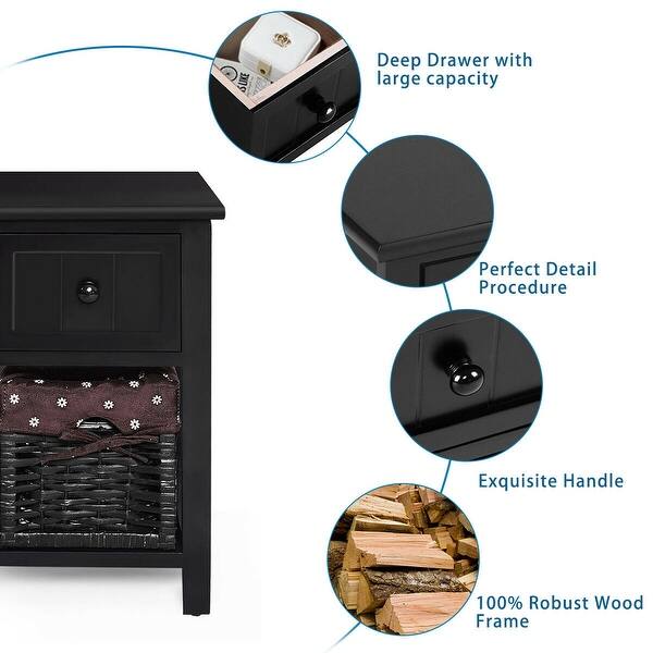 Shop Gymax 2 Pcs 2 Tier Mini Nightstand 1 Drawer Bedside End Table