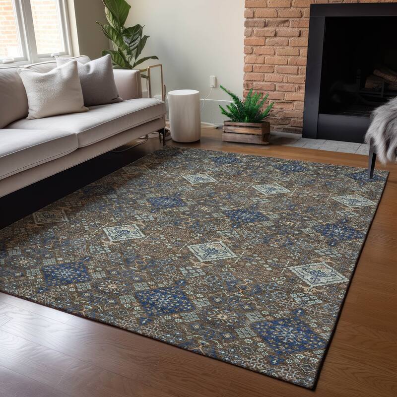 Machine Washable Indoor/ Outdoor Global Flory Chantille Rug