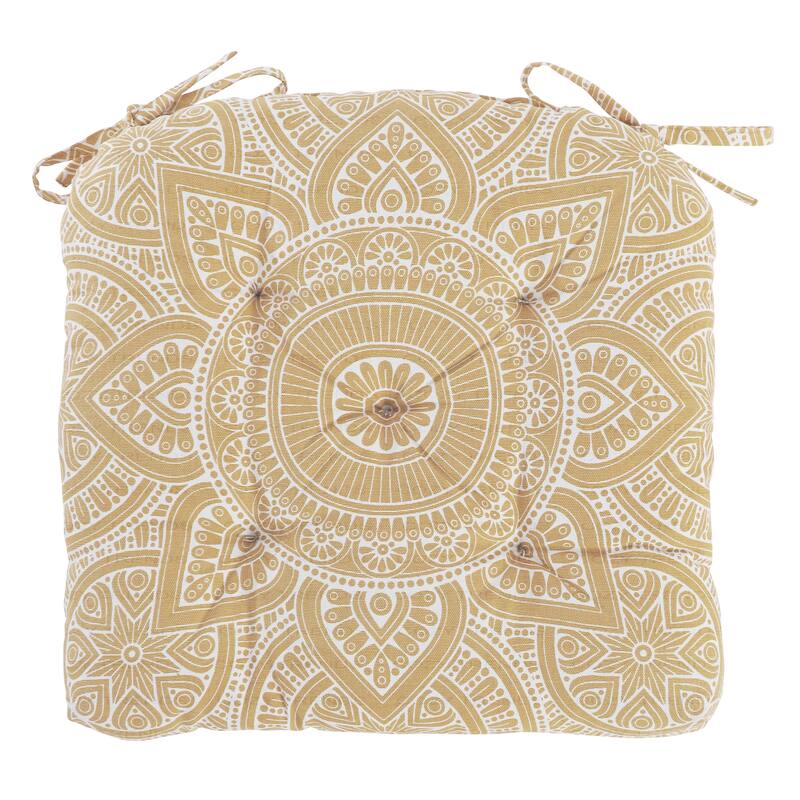 Cotton Chair Seat Cushions Pads Tufted with Ties 16'' X 16'' for Dinning Kitchen Living Room Chairs Office Chair Bench Set of 4 - Beige