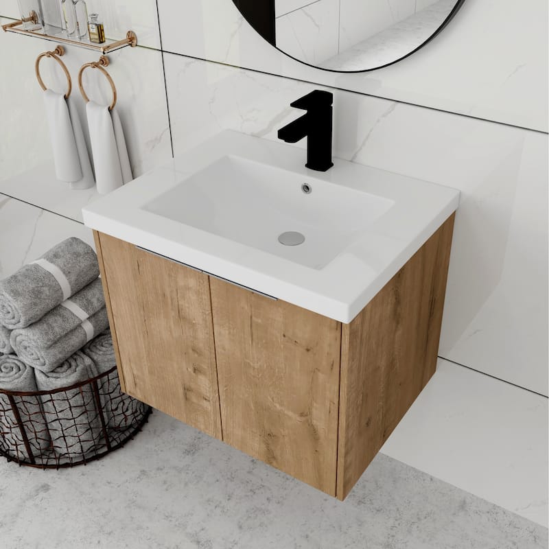 Bathroom Vanity With Sink In 24/30/36 Inch, Floating Bathroom Vanity With Soft Close Door