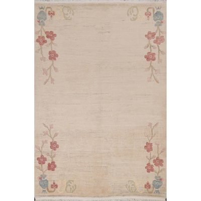 Vegetable Dye Nature Print Nepalese Wool Area Rug Hand-knotted Carpet - 5'6" x 7'7"