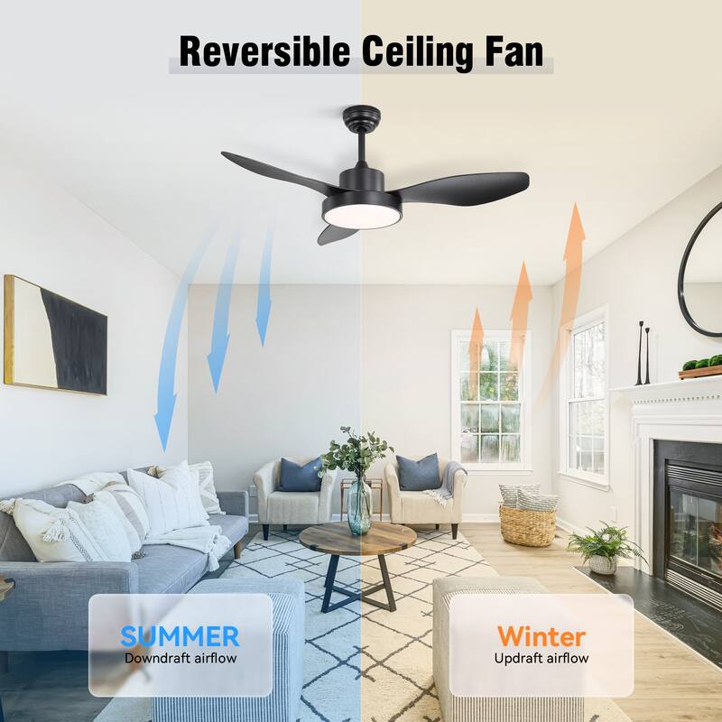 6-Speed Reversible Ceiling Fan with Light and Remote, Indoor 47" Energy Saving Ceiling Fan for Living Room Bedroom