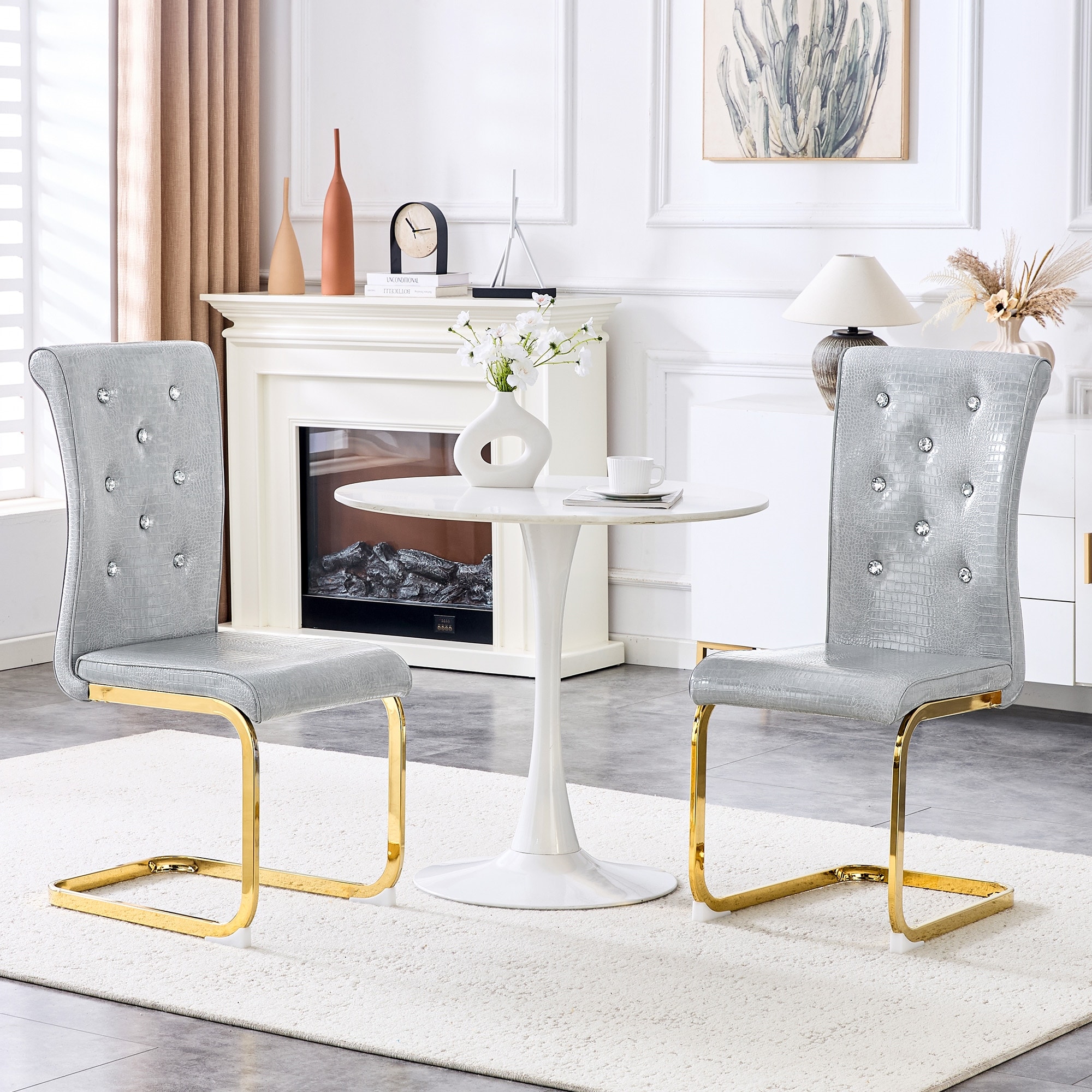 Set of 2 Retro Upholstered Dining Chairs
