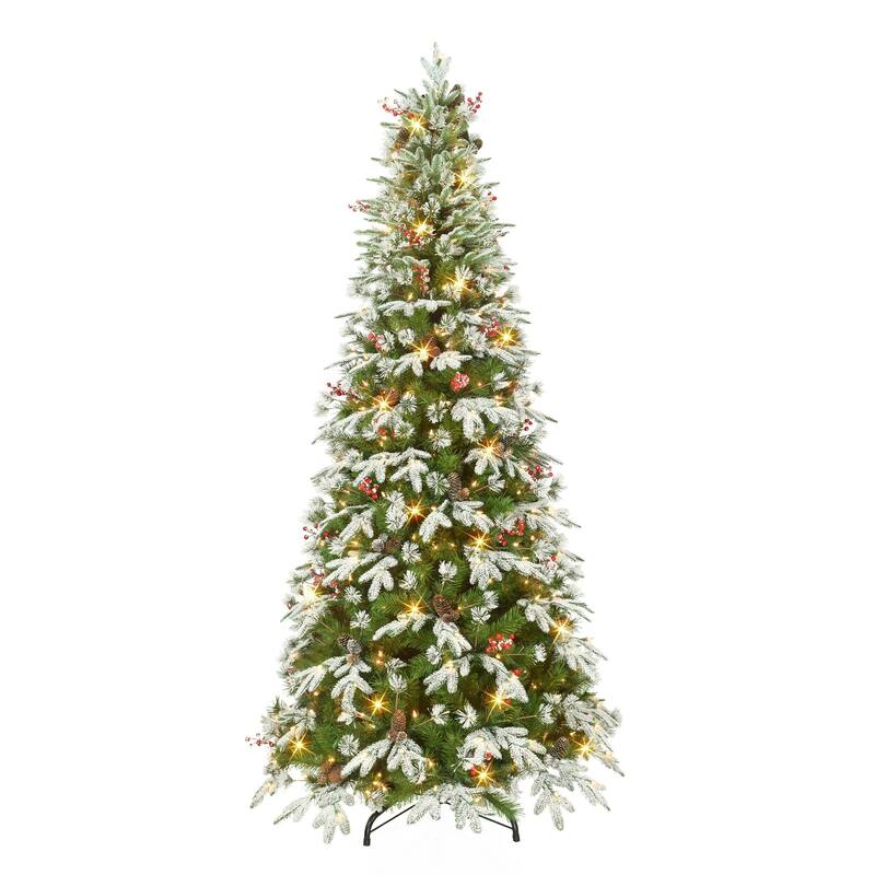 7.5' Frosted Glittery Pine Medium Artificial Tree Clear Lights - 7.5 Foot