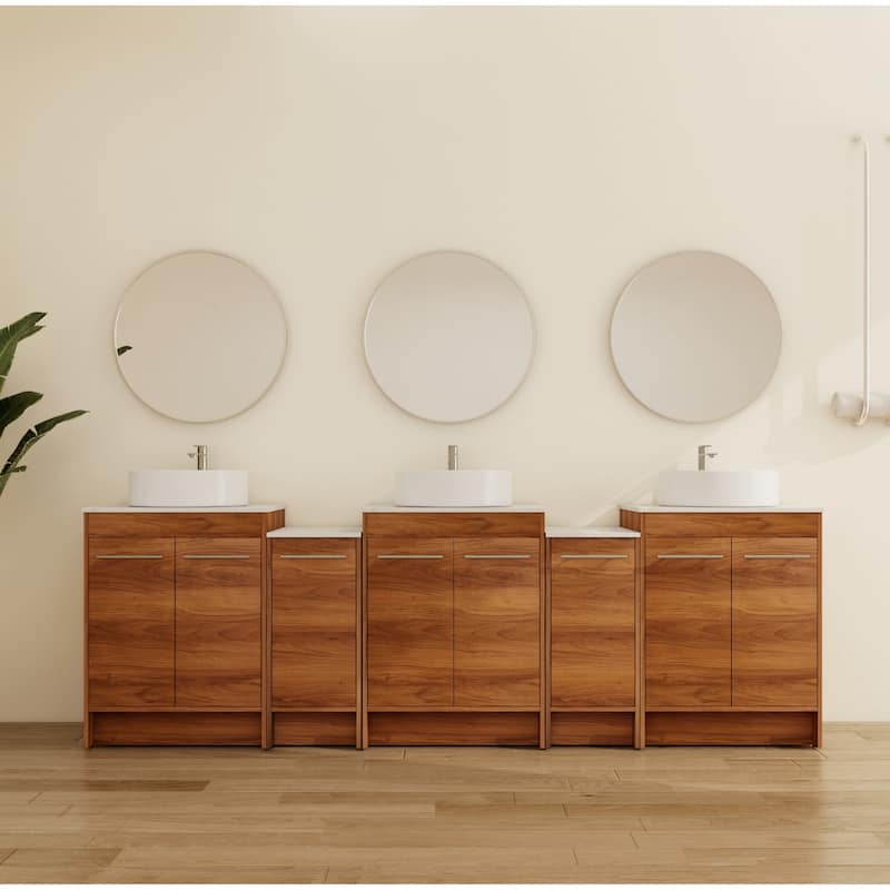 Malwee 72"/96" FreeStanding Bathroom Vanity, Floor Stand Bathroom Vanity with Ceramic Sink,Soft Close Door and Shelf