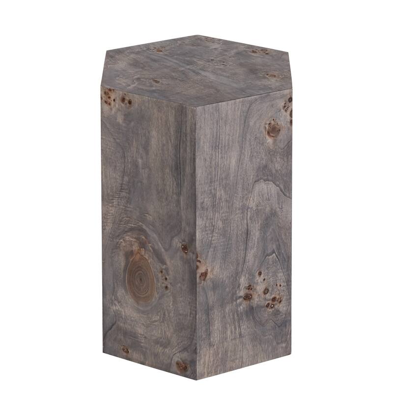 Hexagon Wooden Side Table - 18.75" - Charcoal Gray