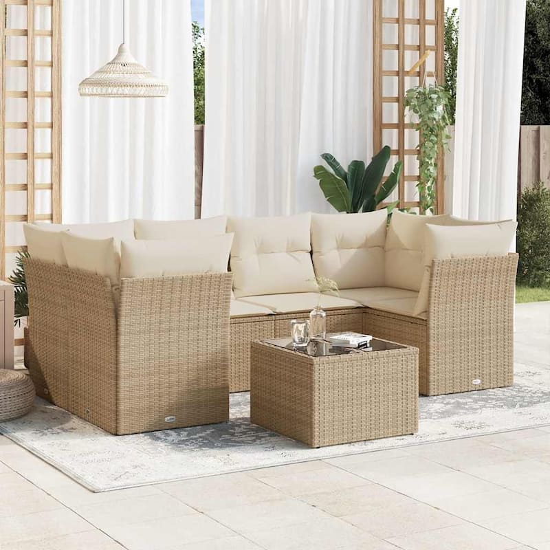 vidaXL Garden Sofa Set Beige - 21.7 x 21.7 x 14.6 - Beige