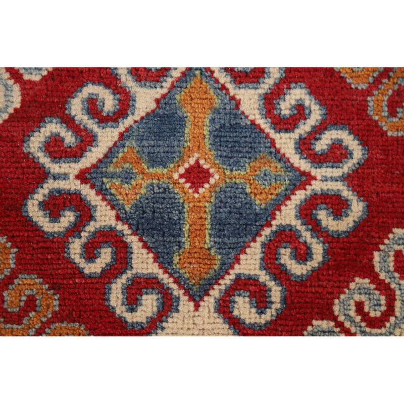 Hand Knotted Oriental 100% Wool Carpet Traditional All-Over Multi-Colored Kazak Runner Rug - 13' 11'' X 2' 6''