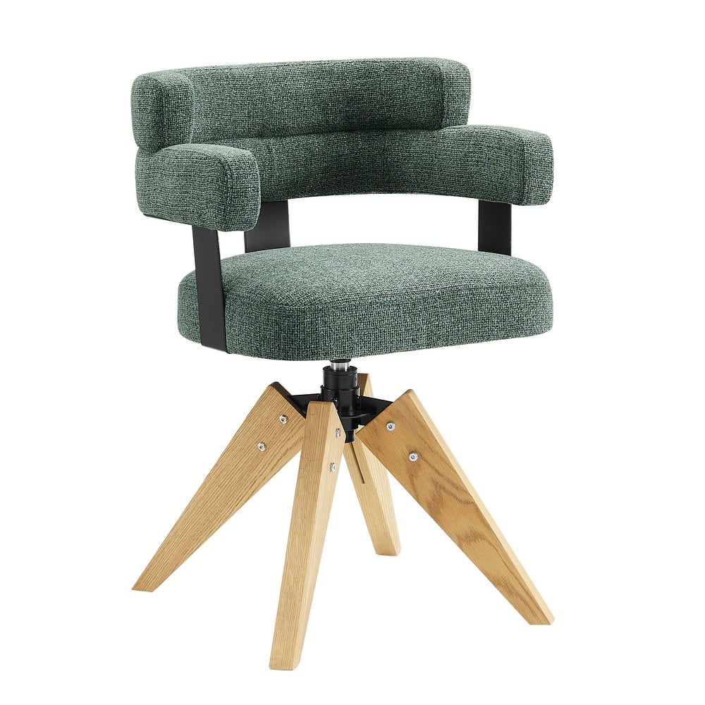 Art Leon Modern Wood and Upholstered Swivel Chair