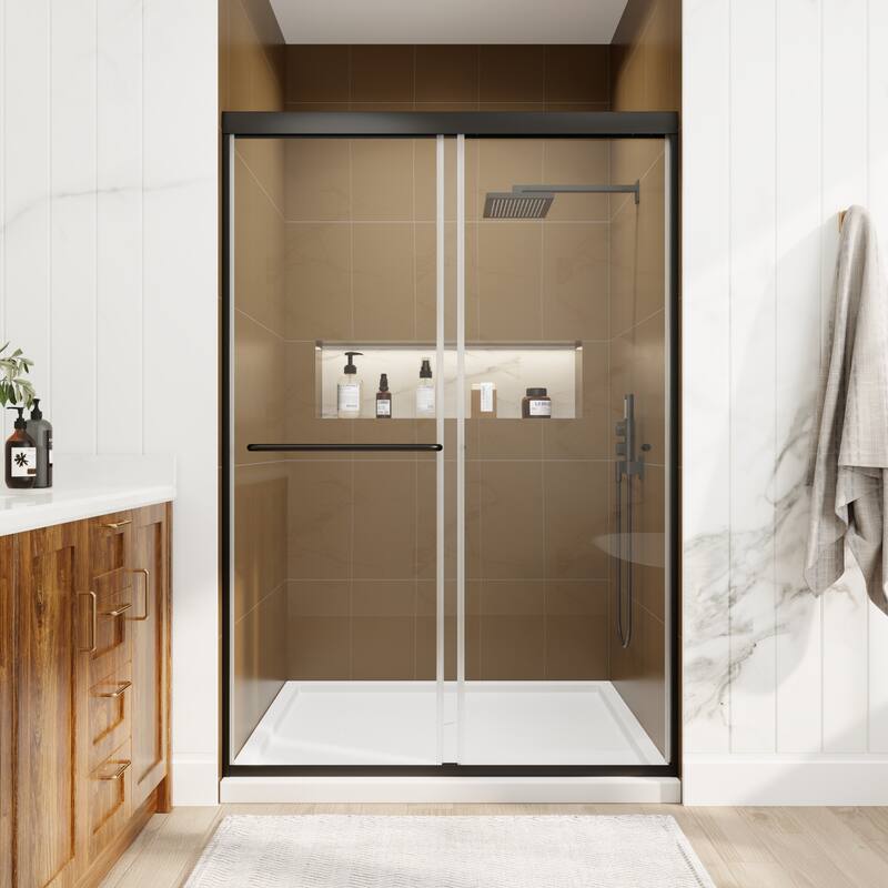 Modland 44-48''x 70'' Glass Shower Door - 44''-48''x 70'' - Matte Black