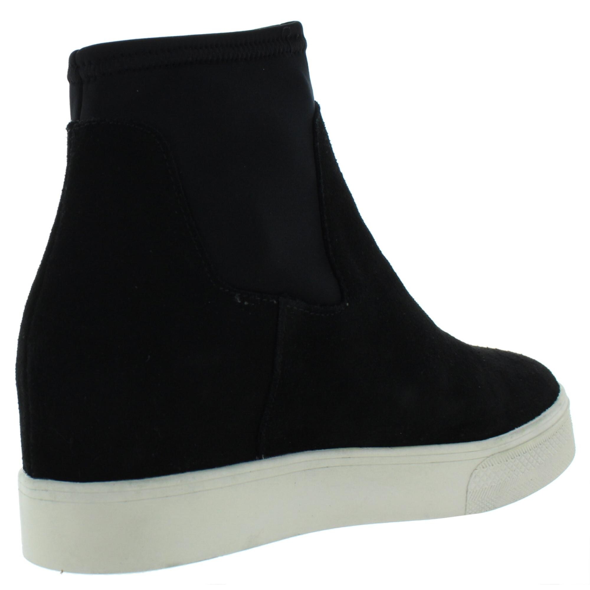 high top laceless sneakers