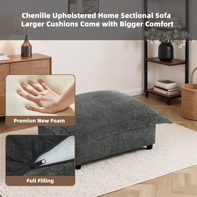 Double Layer Cushion Comfy Cloud Modular Sectional Sofa Couch Ottoman