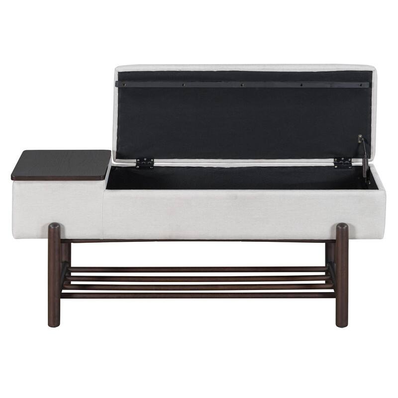 Modern 47.2" Upholstered Storage Bench with Hidden Compartment for Entryway and Living Room