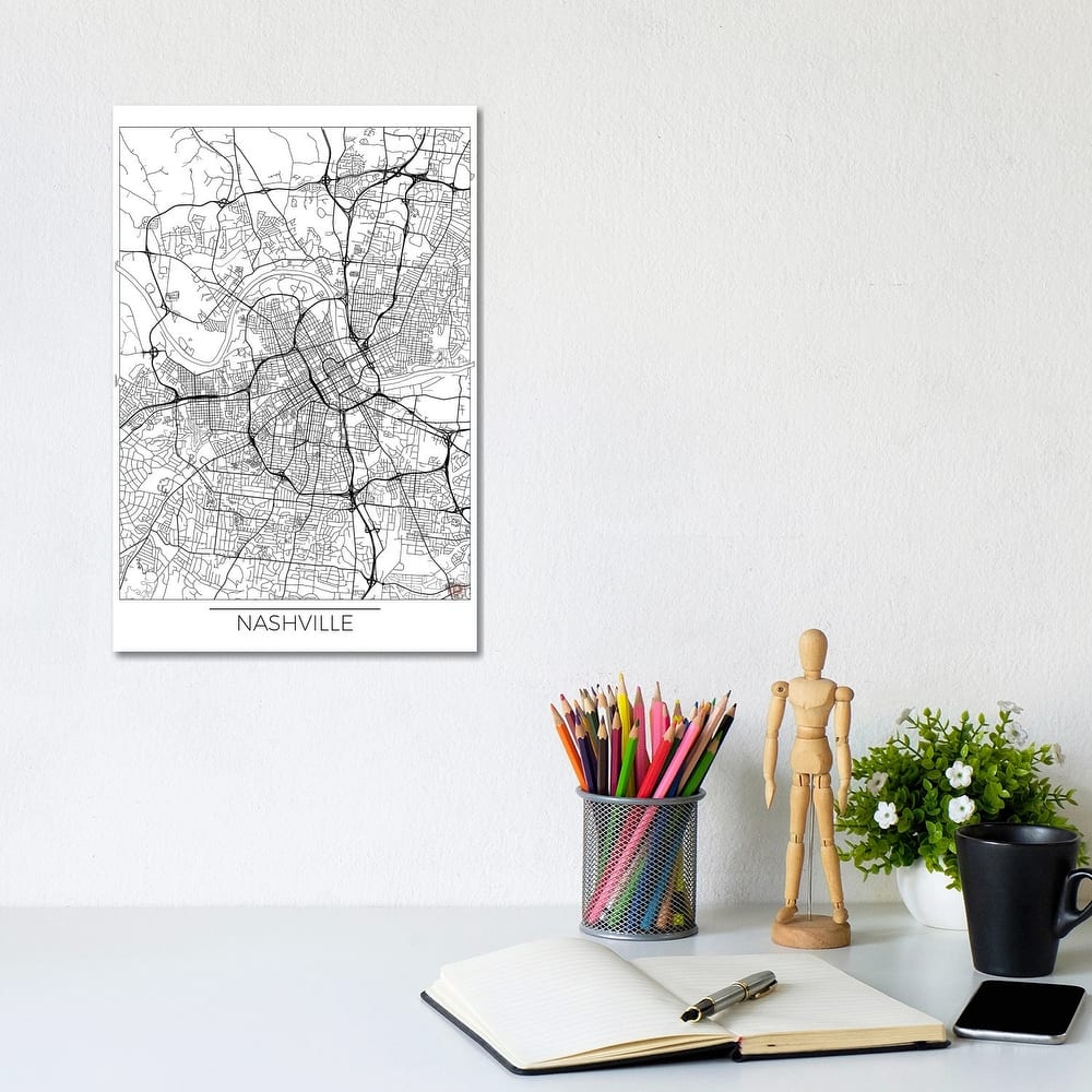 iCanvas "Nashville Minimal Urban Blueprint Map" by Hubert Roguski Canvas Print